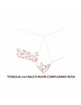 TOVAGLIA cm.140X270 BUON COMPLEANNO ROSA GOLD  ART.74482