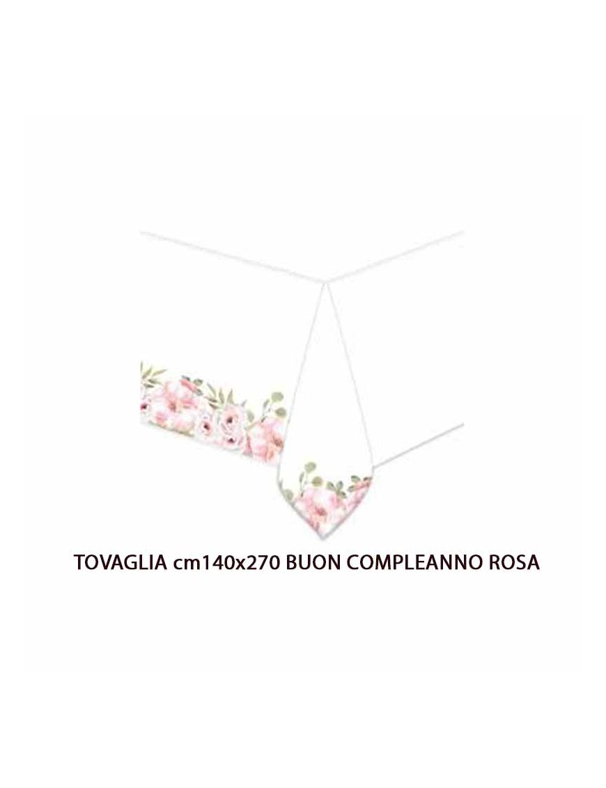 TOVAGLIA cm.140X270 BUON COMPLEANNO ROSA GOLD  ART.74482