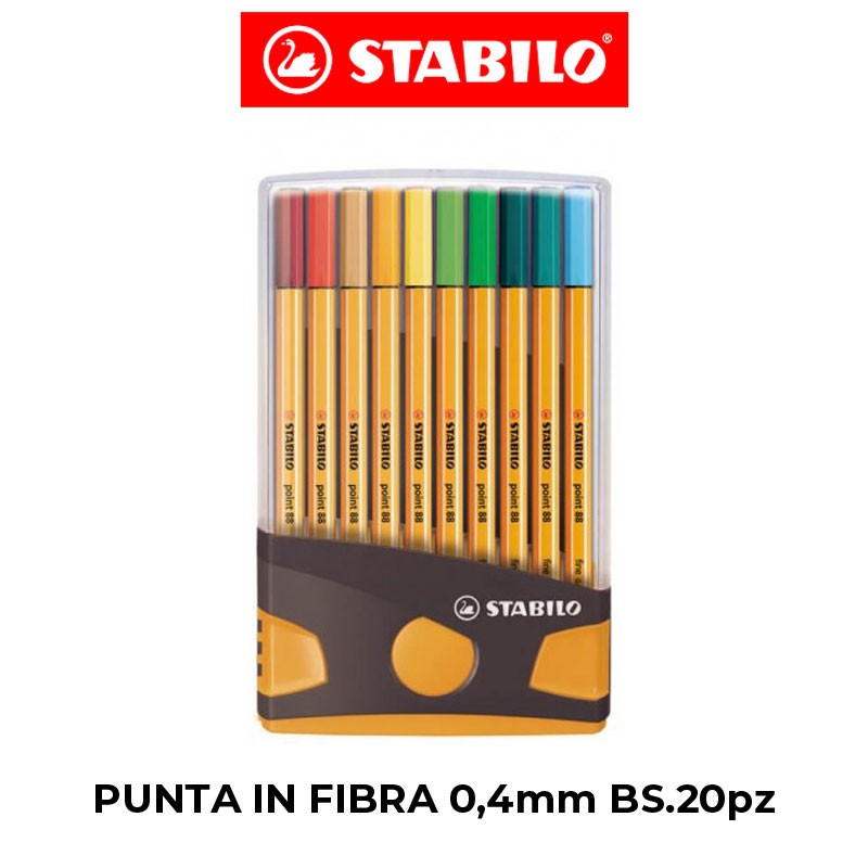PENNE STABILO POINT 88 COLORI ASSORTITI PUNTA IN FIBRA 0,4mm BS.20pz