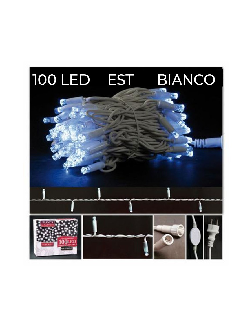 SERIE LINEARE 100 LED BIANCA CON FLASH PER ESTERNO ART.03080066