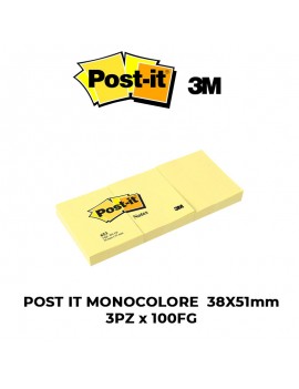 BLOCCO POST-IT ADESIVO DA 3x100FG 38X51 MM MONOCOLORE