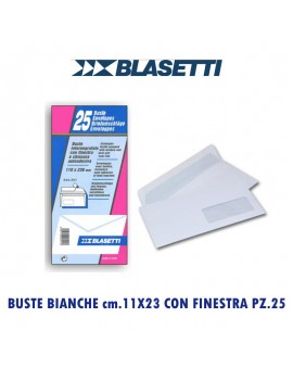 BUSTE BLASETTI BIANCHE CON FINESTRA  cm.11X23 PZ.25 ART.0551