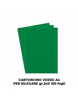 QUADRANTI IN CARTONCINO F.TO A4 PER RILEGARE gr.240 100 fogli VERDE