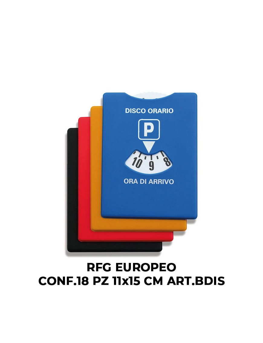 DISCO ORARIO RFG EUROPEO CONFEZIONE DA 18 PZ 11x15 CM  ART.BDIS
