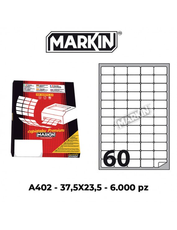 ETICHETTE ADESIVE MARKIN A402 37,5X23,5 MM FORM A4 FOGLIO 100