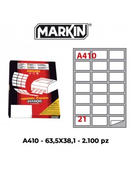 ETICHETTE ADESIVE MARKIN A410 63,5X38,1 MM FORM A4 FOGLIO 100