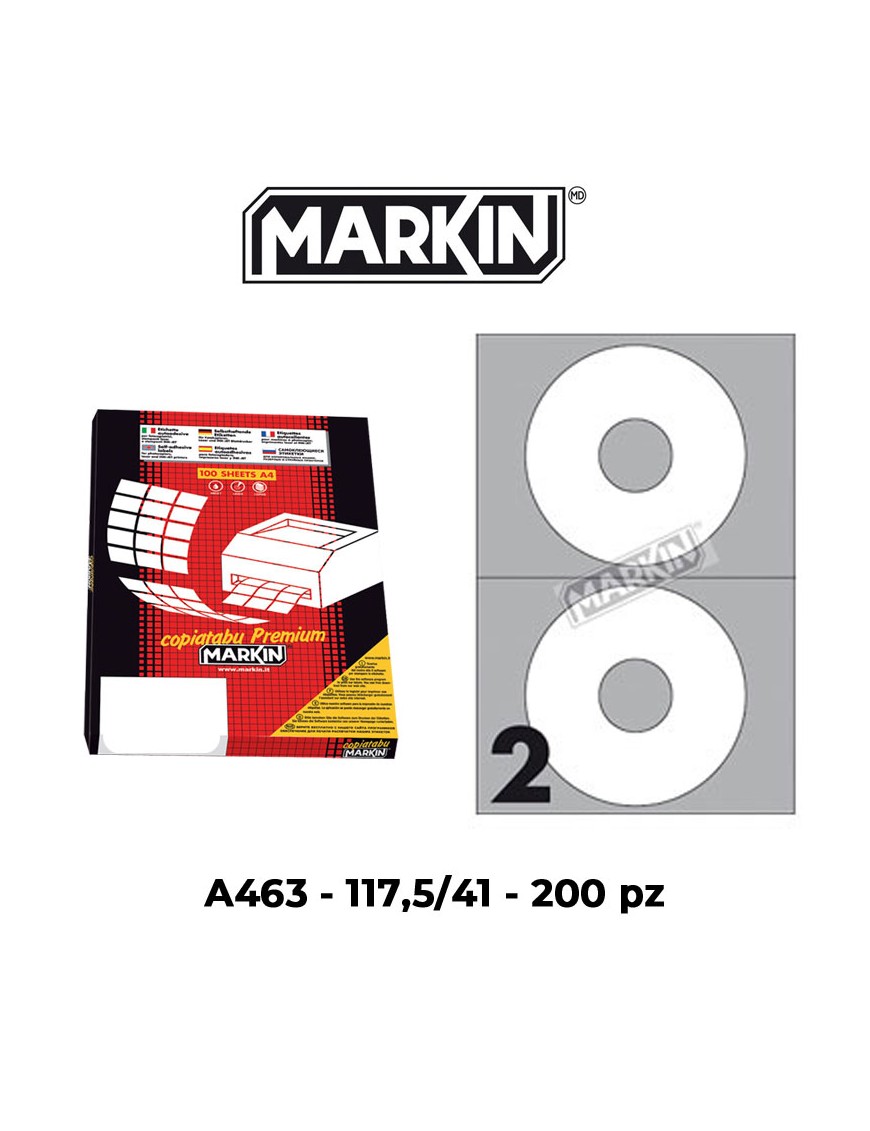 ETICHETTE ADESIVE MARKIN A463 117,5/41 MM FORM A4 FOGLIO 100