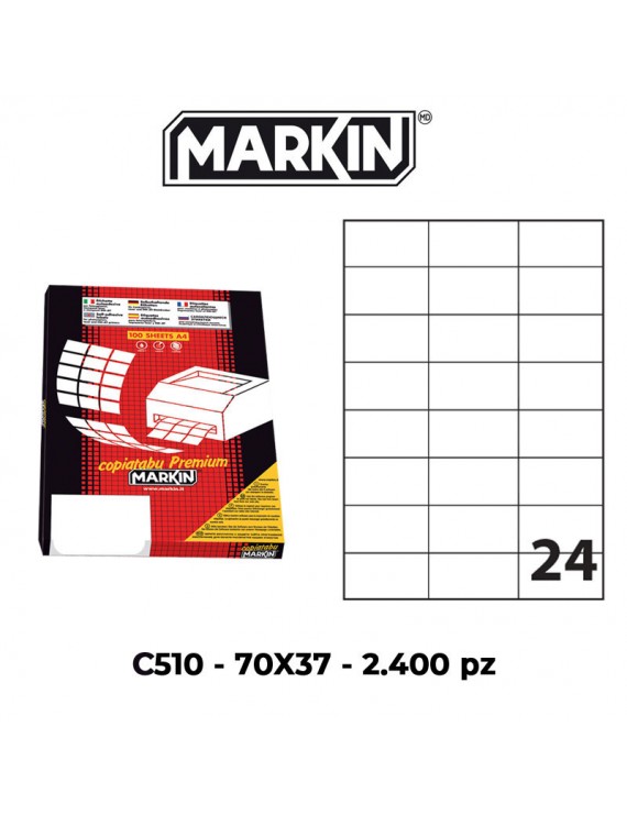 ETICHETTE ADESIVE MARKIN C510 70X37 MM FORM A4 FOGLI 100