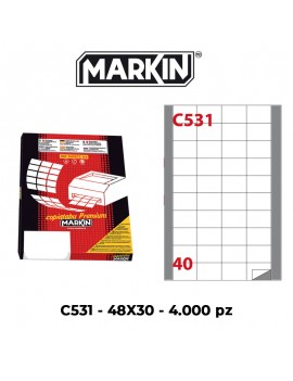 ETICHETTE ADESIVE MARKIN C531 48X30 MM FORM A4 FOGLIO 100 ART.X210C531