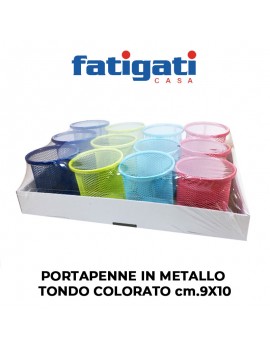 PORTAPENNA FATIGATI IN METALLO TONDO COLORATO cm.9X10 ART.30079