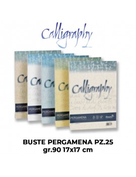 BUSTE CALLIGRAPHY PERGAMENA gr.90 cm. 25PZ 17x17 VARI COLORI