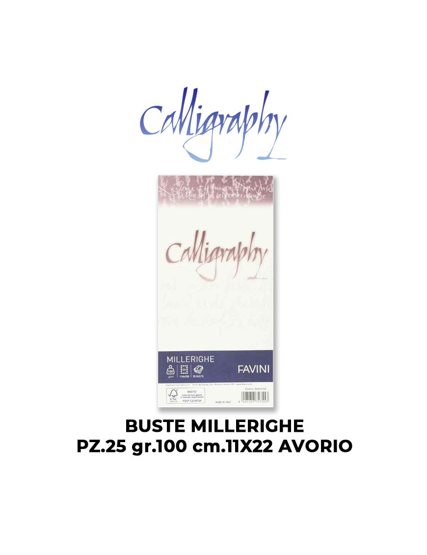 BUSTE CALLIGRAPHY MILLERIGHE PZ.25 gr.100 11x22 VARI COLORI