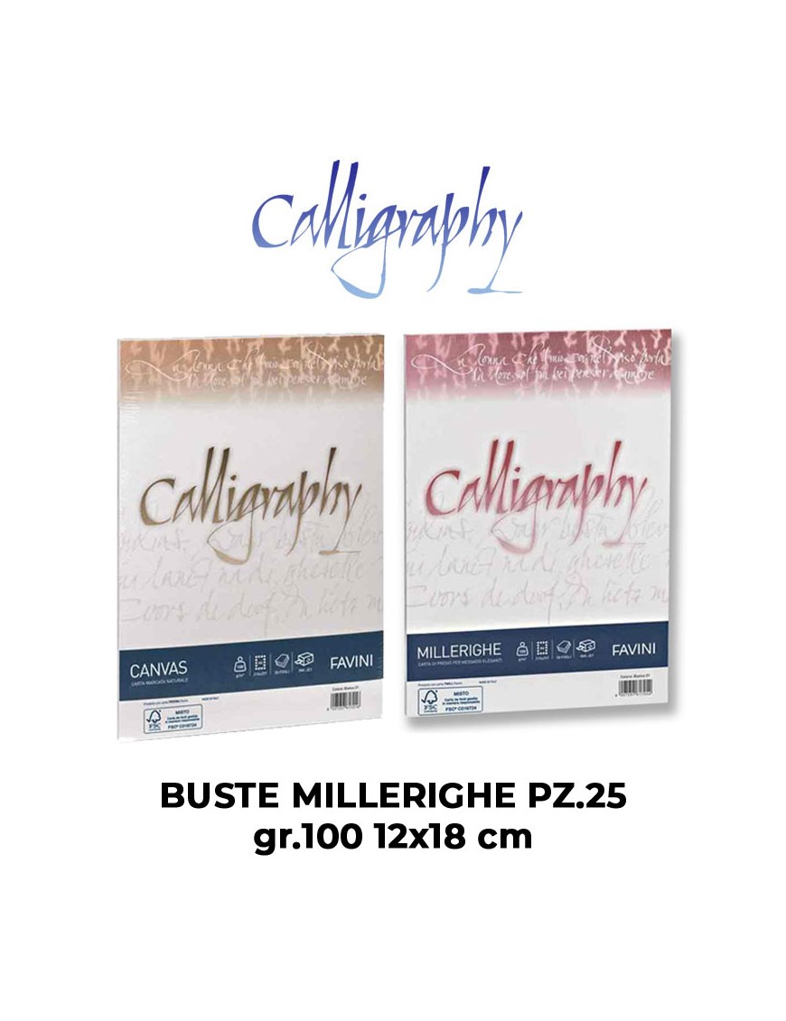 BUSTE CALLIGRAPHY MILLERIGHE PZ.25 gr.100 12x18 VARI COLORI