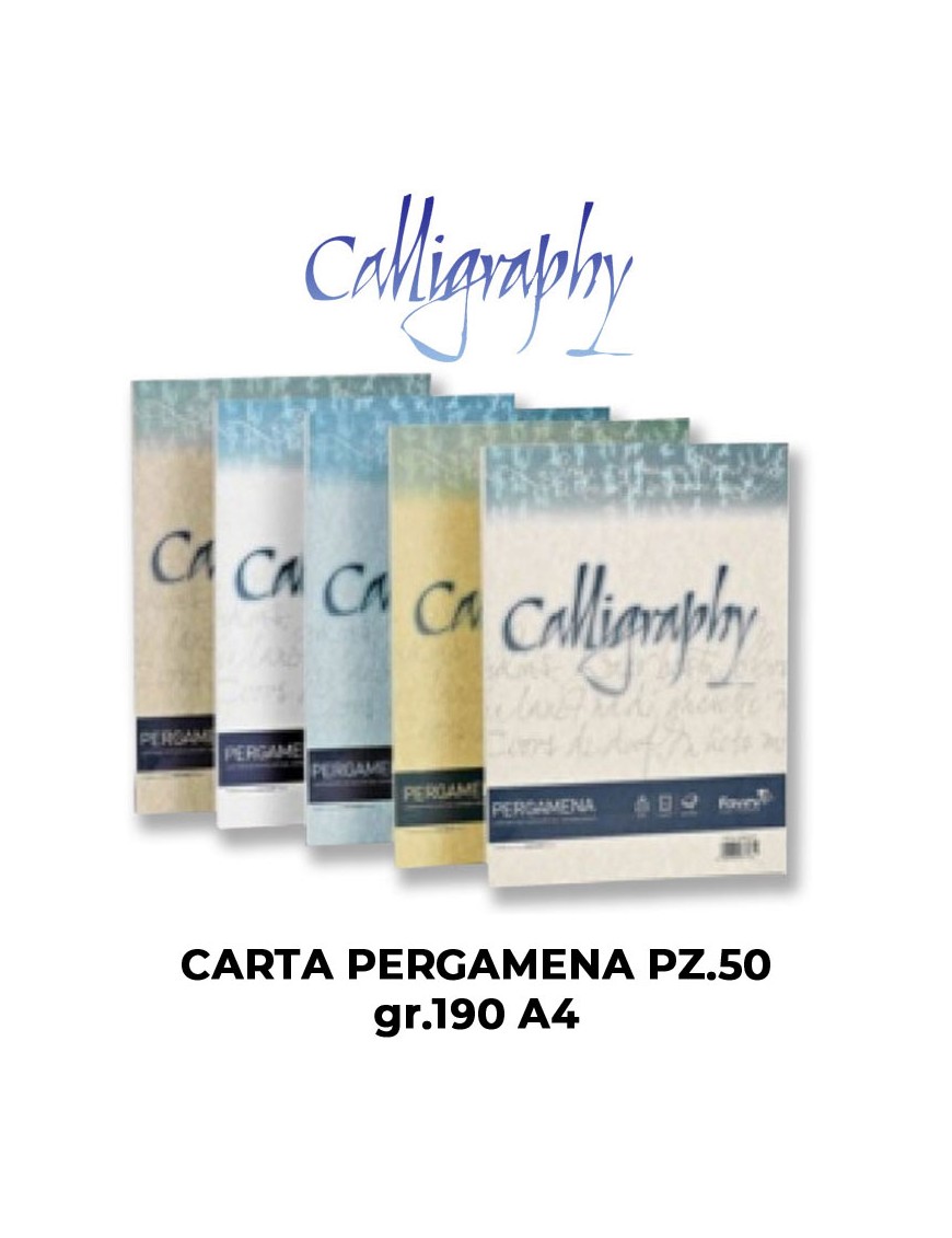 CARTA CALLIGRAPHY PERGAMENA gr.190 cm.A4 FG.50 VARI COLORI