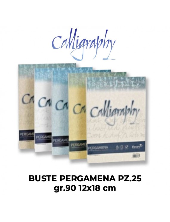 BUSTE CALLIGRAPHY PERGAMENA gr.90 cm. 25PZ 12x18 VARI COLORI