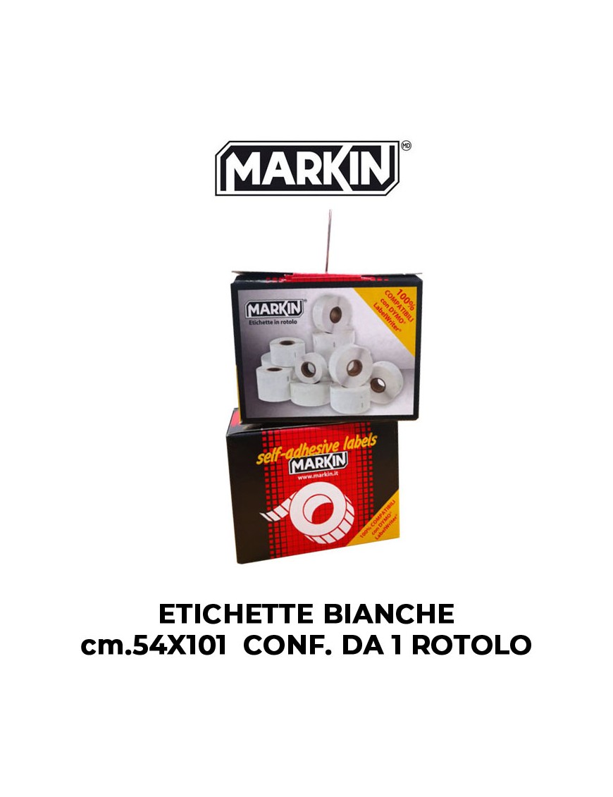 ETICHETTE MARKIN BIANCHE cm.54X101  CONF. DA 1 ROTOLO ART.X500722430