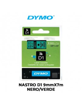 NASTRO DYMO D1 9mmX7m NERO/VERDE ART.S0720740