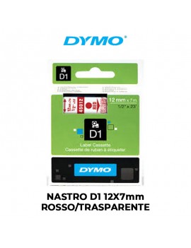 NASTRO DYMO D1 12mmX7m ROSSO/TRASPARENTE ART.S0720520