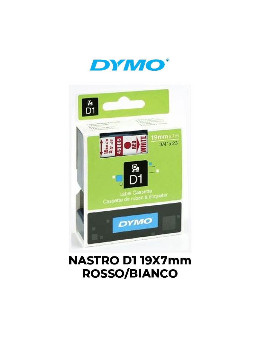 NASTRO DYMO D1 19mmX7m ROSSO/BIANCO ART.S0720850